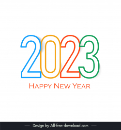 2023 new year calendar design elements simple flat colorful numbers texts sketch