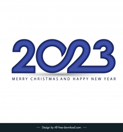 2023 text happy new year xmas design elements modern flat stylized numbers sketch
