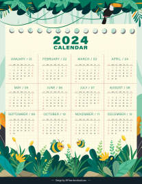 2024 calendar template cute forest elements