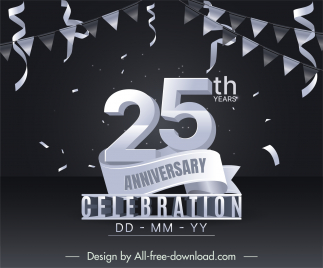 25th year anniversary background template dark 3d dynamic