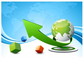 3d business background with globe arrow and box