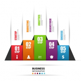3d business infographic vector illustration with vertical tabs