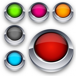 3d colorful round buttons icons