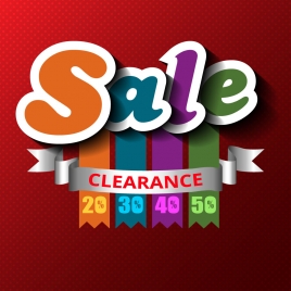 3d sale clearance banner with ribbon and numbers