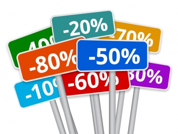 3d selection of multicoloured discount signs