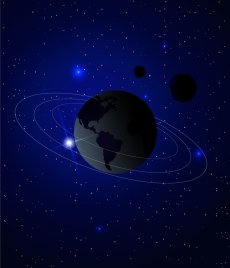 3d space background earth orbit stars decoration