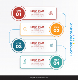 4 options infographic template flat circle rectangular frame connection