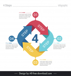 4 steps infographic design elements modern 3d recycle shape