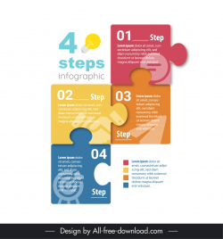 4 steps infographic template puzzle joints connection
