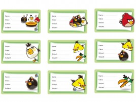 9 Angry Birds School Labels for kids books