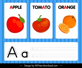 a alphabet banner fruits sketch colored decor