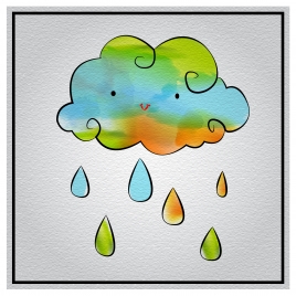 abstract cloud and rain watercolored painting