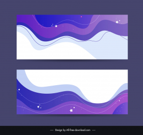 abstract curve banner template handdrawn waves stars decor