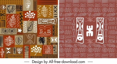 abstract pattern templates flat retro ethnic handdrawn design