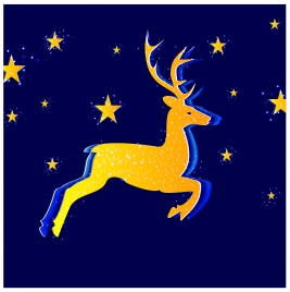 abstract reindeer and stars on dark background