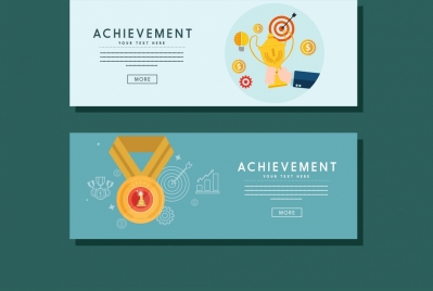 achievement banner cup medal icons webpage design style