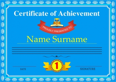 achievement certificate design classic style in blue