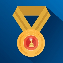 achievement icon shiny golden medal decoration