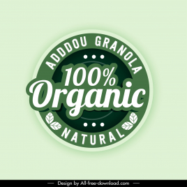 adddou granola organic guarantee label template elegant circle leaves decor