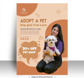 adopt pet sale poster template cute woman dog posing