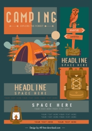 adventure camping advertising banner colorful classic decor