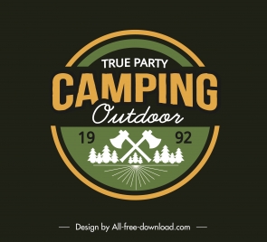 adventure camping logo template classical flat sketch
