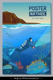 adventure poster template diving activity sketch colorful design