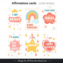 affirmations cards  stationery design elements flat classic quotation sky elements