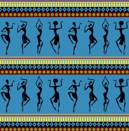 africa background dancing human silhouette repeating style