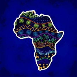 africa map icon tribal pattern decoration