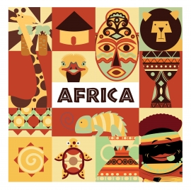 africa symbols isolated with colorful design