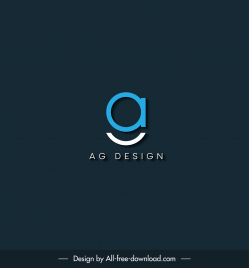 ag logo template flat stylized smile texts sketch