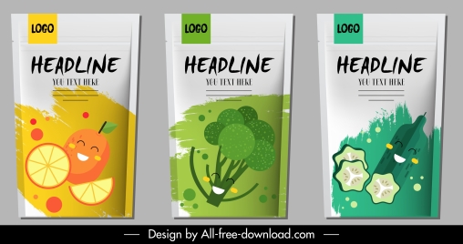 agriculture products package labels cute flat stylized design