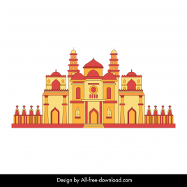 ahmedabad building icon elegant classical symmetric outline