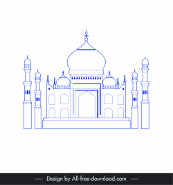 ahmedabad india buildings architecture template blue white symmetric outline