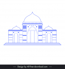 ahmedabad india buildings architecture template flat blue symmetric outline