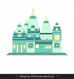 ahmedabad india buildings icon elegant flat classical geometric design