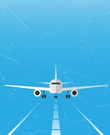 airplane on runway theme grunge style 3d design