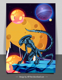 alien dog backdrop template cartoon design