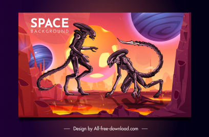 alien dog backdrop template frightening species planets ketch cartoon design