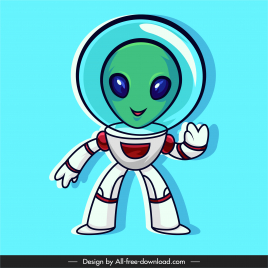alien icon astronaut costume sketch cute cartoon character