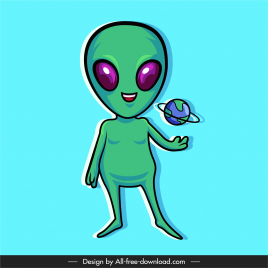 alien icon funny cartoon character sketch