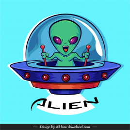 alien icon ufo control sketch cartoon character