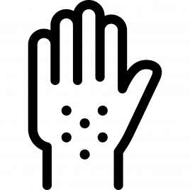 allergies sign icon flat black white hand spots sketch