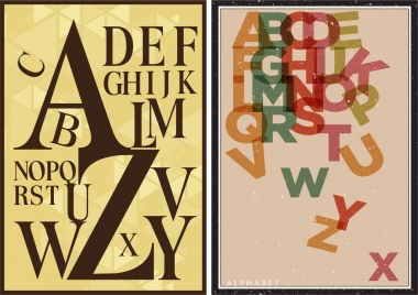 alphabet background sets multicolored texts decoration