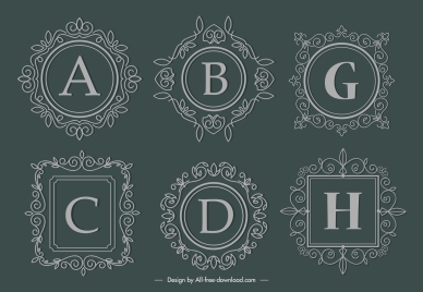 alphabet border templates elegant european retro seamless decor