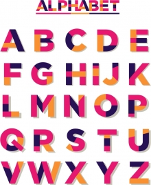 alphabet icons collection colorful capital lettering design