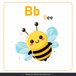 alphabet letter b design elements cute cartoon bee