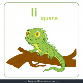 alphabet letter i design elements handdrawn iguana animal