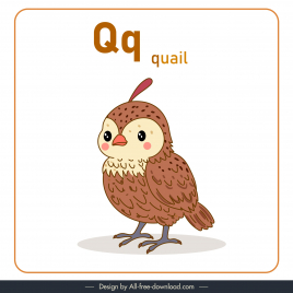 alphabet letter q design elements cute handdrawn quail